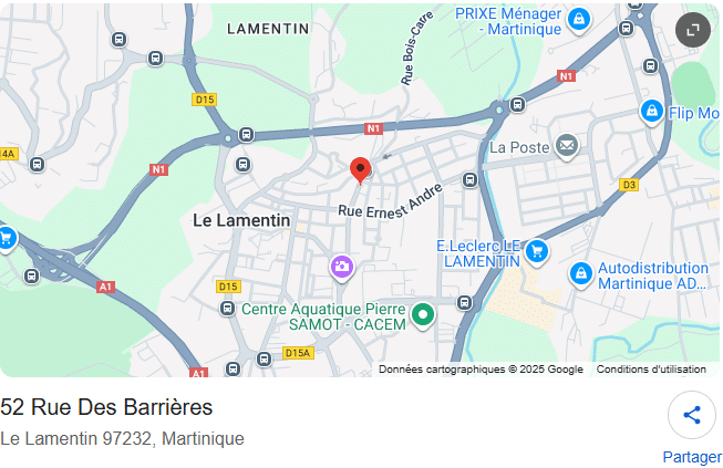 Carte de la situation du cabinet médical  du Dr D'Orazio au Lamentin